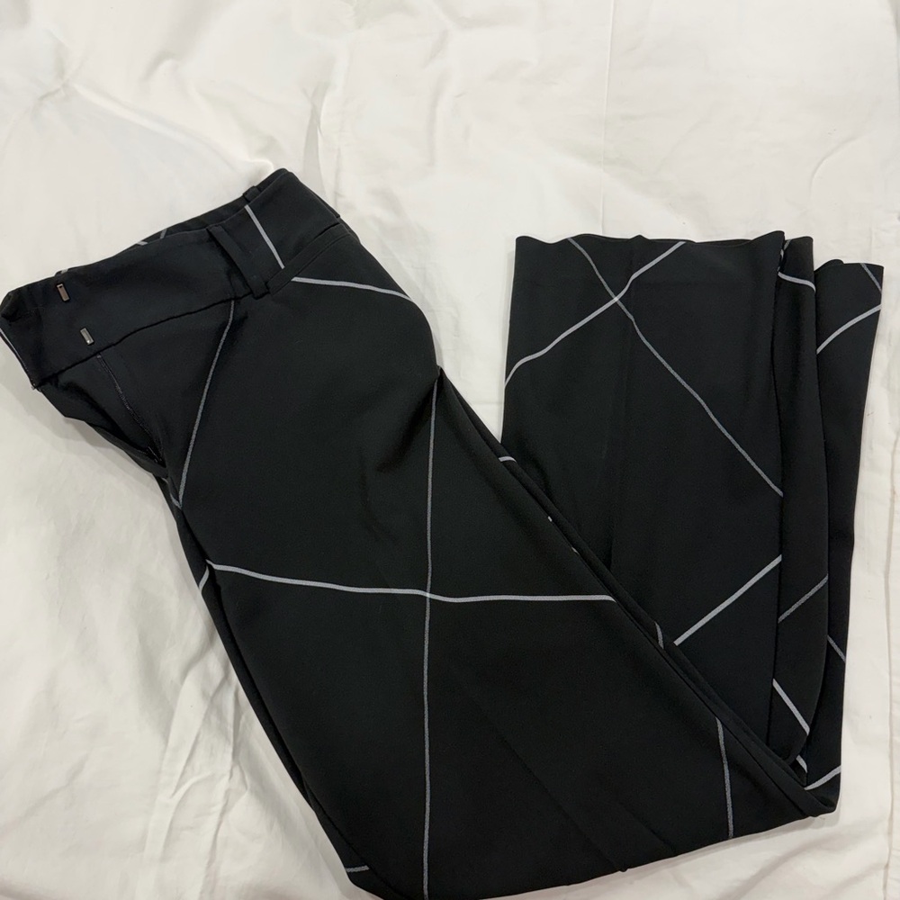 Avenue Black Pants with White Grid Accents
